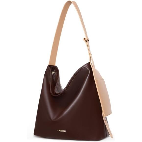 Women Shoulder Handbags with Small Pocket Brown - Picture 4 of 5